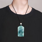 Natural Blue Water Jadeite Manjushri Pendant – A-Grade Jade, Zodiac Rabbit Guardian Talisman, Spiritual Amulet