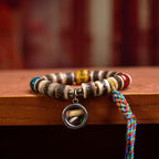 Tibetan Yak Bone Bracelet with Agate Dzi Beads & Snow Baga Beads – Handcrafted Tibetan-Style Bracelet