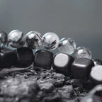 Double-Layer Black Rutilated Quartz & Ebony Wood Bracelet Men’s Vintage Protection Beads