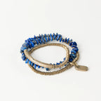 Irregular Lapis Lazuli& Brass Multi-Layer Bracelet Handcrafted Tibetan Jewelry for Protection & Balance