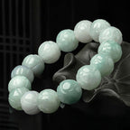 Natural Myanmar A-Grade Jadeite Lotus Bead Bracelet – Elegant Lotus Flower Design