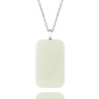 Natural Aged Hetian White Jade Wushi Plaque Pendant for Women