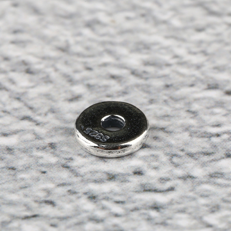 S925 Silver, Plain Glossy Tibetan Straight Cut Separator Gasket Bead Separator DIY Accessories