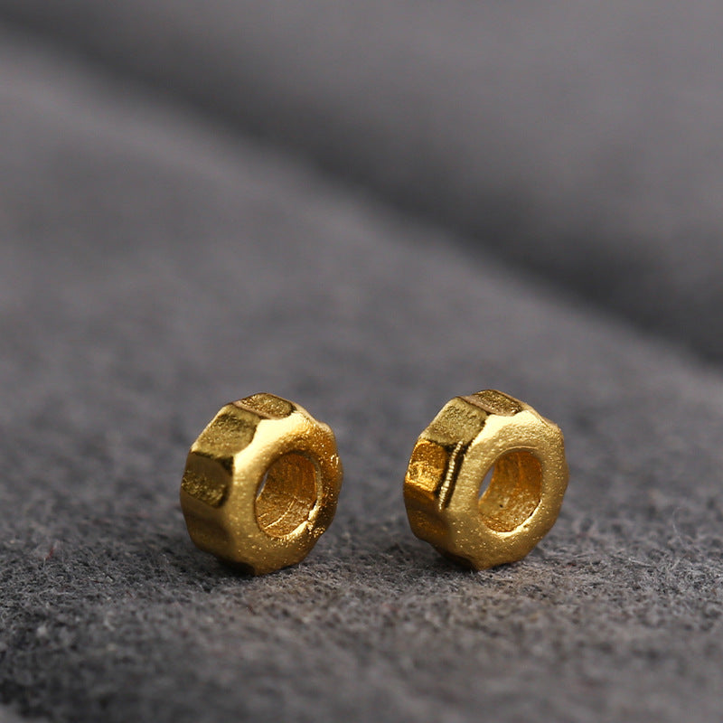 S925 Silver Bead Spacer Matte Spacer Silver-plated Ancient Gold DIY Gasket Wheel Bead Hand Rope Pendant Accessories
