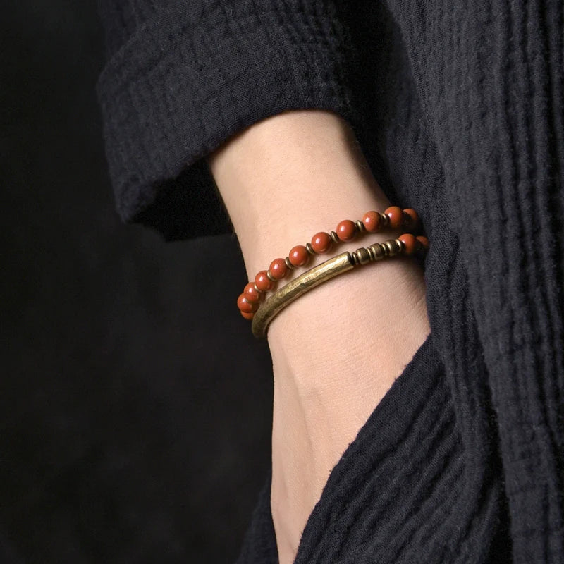 Multi-Layer Natural Red Jasper Bracelet Couple’s Grounding & Vitality Bracelet