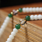 108 Mala Beads White Jade Bodhi Bracelet with Little Fox Pendant
