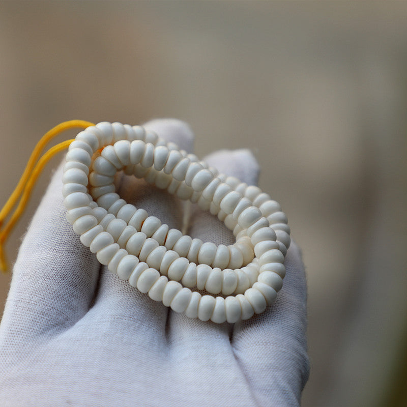 Buddha3bodhi 7mm White Jade Bodhi Garlic Clove 108 Mala Bracelet