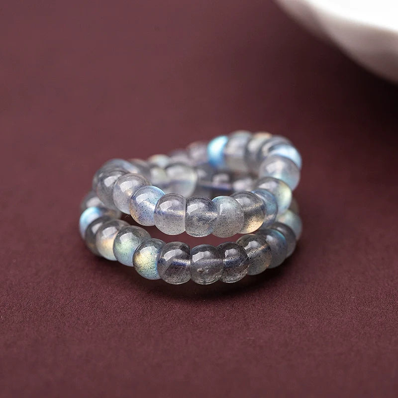 Tibetan Angled Cut Natural White Crystal, Pearl, Moonstone & Aquamarine Bracelet