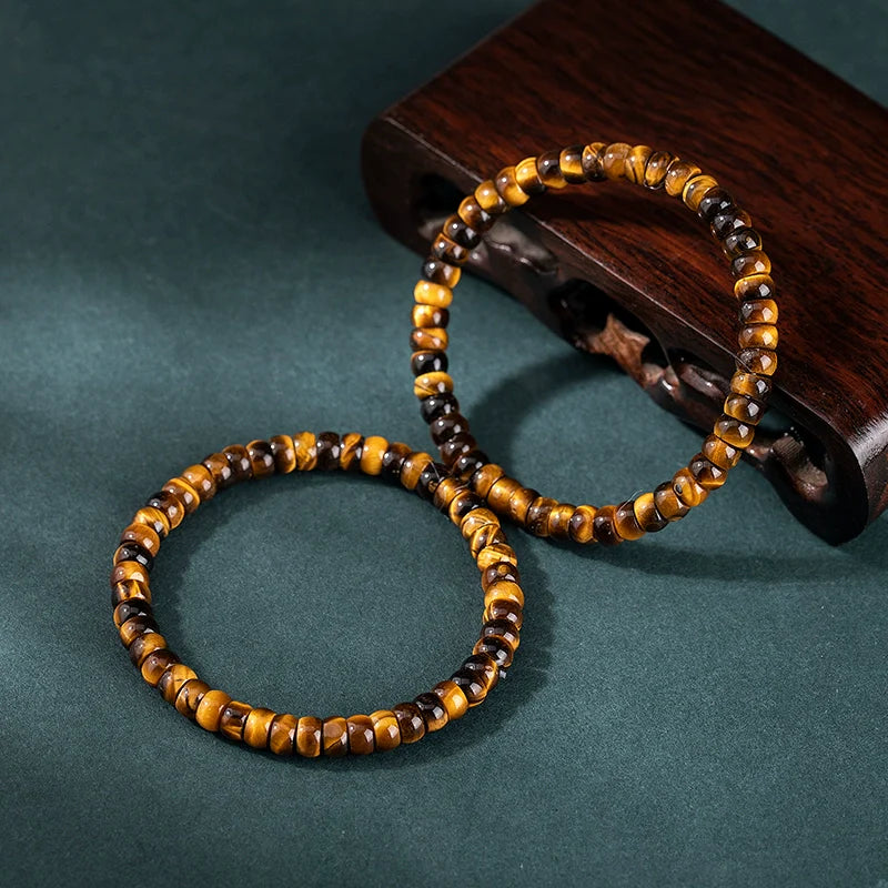 Natural Yellow Tiger’s Eye Precision Straight-Cut Thin Slice Bracelet