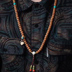 Dragon Vein Exploding Texture Rudraksha 108 Mala Beads Bracelet with Agate Stone Accents