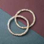 Natural Crystal Rutilated Quartz Bracelet - Precision Cut 3x6mm Beads