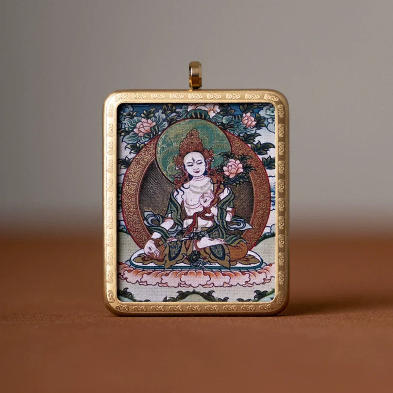 Tibetan Thangka  Amulet Talisman Pendant Necklace (35mm*45mm)