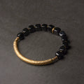 Obsidian & Brass Tibetan Vintage Couple Bracelet – Grounding & Protection