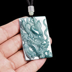 Natural Blue Water Jadeite Dragon Pendant – A-Grade Jade, Powerful Zodiac Dragon Talisman