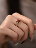 Buddha3bodhi 925 Silver Small Square Nanhong Ring (Women's)