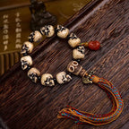 Handcrafted Tibetan Camel Bone Skull Bracelet for Men and Women