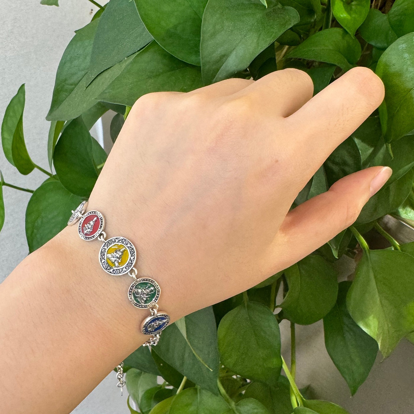 925 Sterling Silver Double-Sided Five Wealth Gods Bracelet