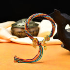 Tibetan Braided Colorful Samsara Bracelet – Green Tara & Zambhala Blessings
