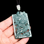Natural Ice Blue Jadeite Hollow Dragon Pendant – Genuine A-Grade Blue Water Jade, Zodiac Dragon Talisman for Power & Protection