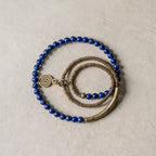 Lapis Lazuli Bracelet Tibetan Jewelry for Spiritual Balance with Brass Accents · Multi-Layer Wrap Strand