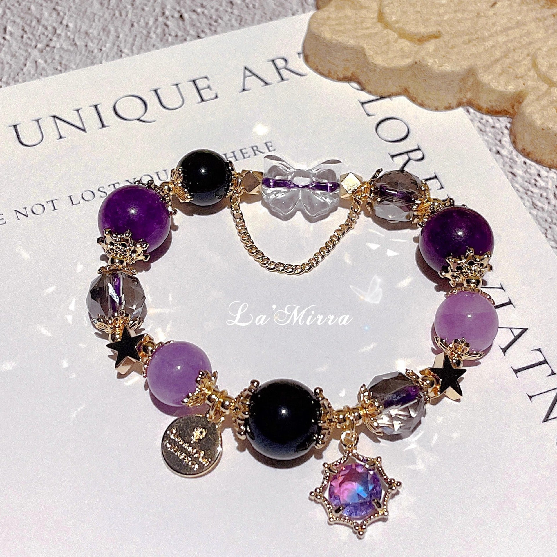 DIY Aquamarine Blue Crystal White Crystal Bracelet Snowflake Starry Sky Bracelet for Women