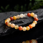 Natural Xinjiang Golden Silk Jade Round Bead Bracelet