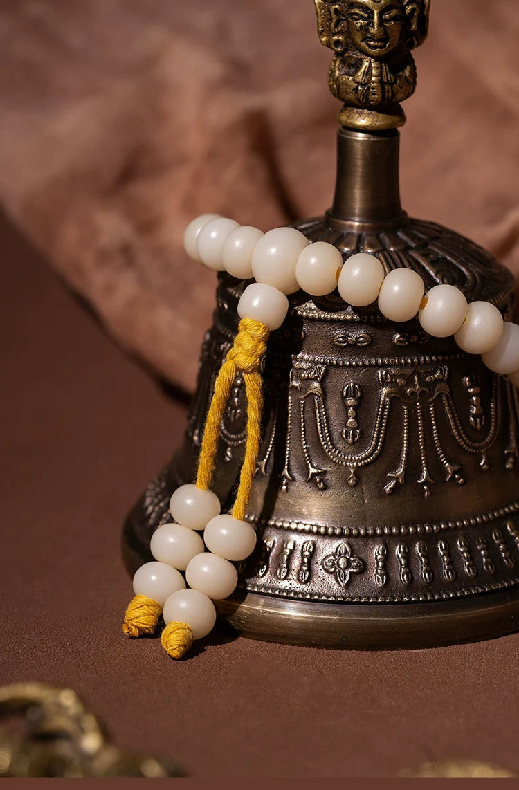 Buddha3bodhi 7.5mm*10mm White Jade Bodhi 108 Bead Mala Necklace