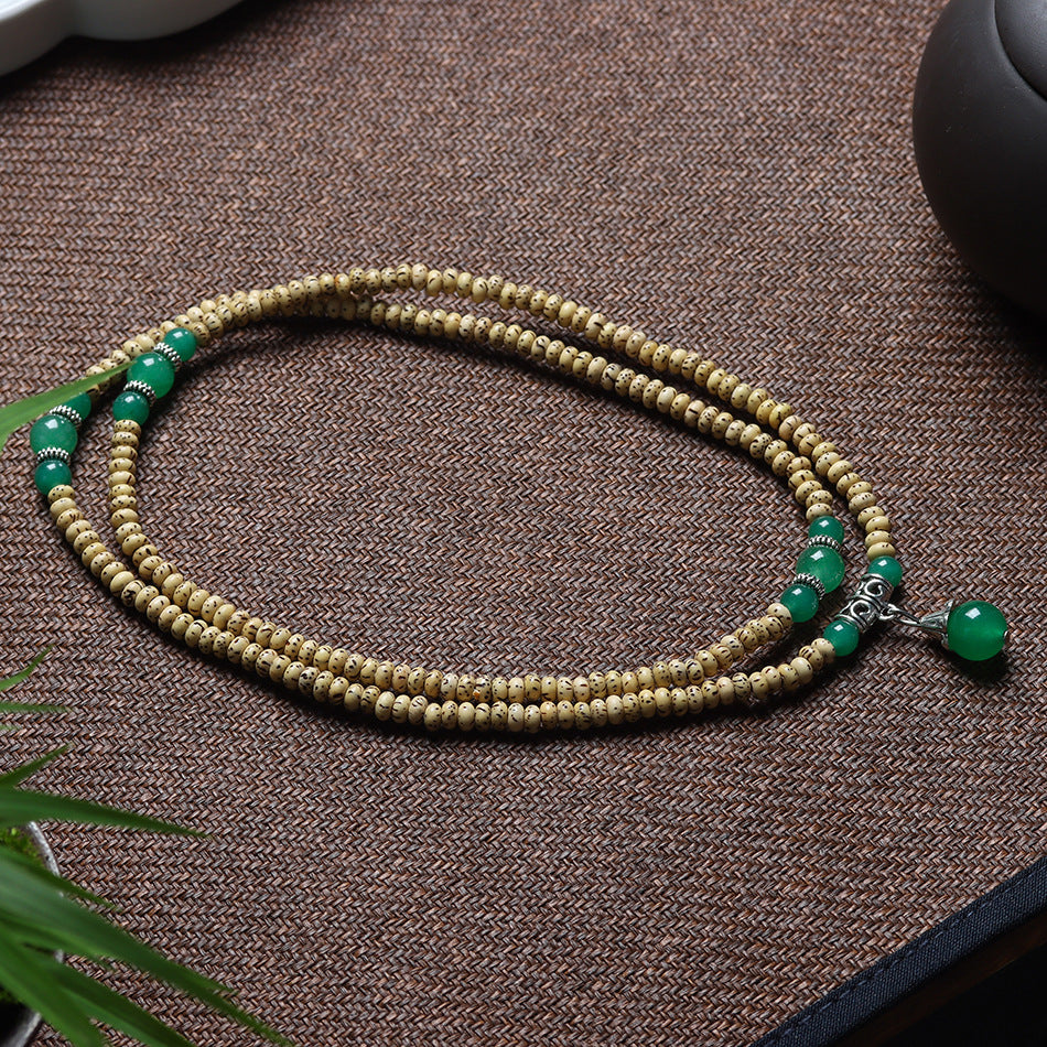 Mini Star and Moon Bodhi Bracelet with Green Agate Accent – 3×5mm