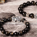 Feng Shui Bracelet Pure Silver Pixiu Bracelet Black Obsidian Men's Bracelet