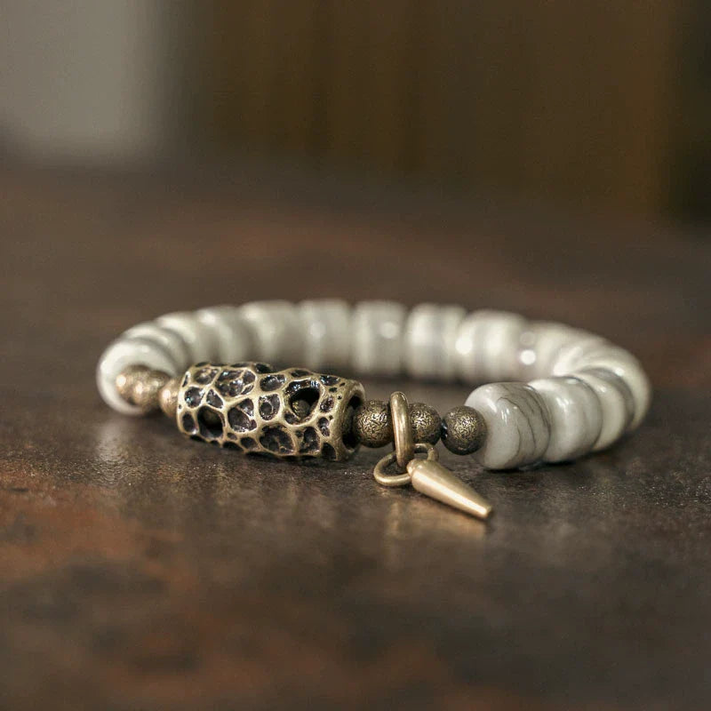 Tibetan Handmade Yak Bone & Brass Bracelet · Natural Strength, Timeless Elegance