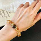 10MM Natural Citrine Crystal Bracelet Premium Tiger's Eye Bracelet for Wealth
