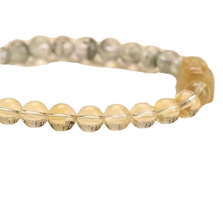 Natural Green Phantom Quartz and Citrine Feng Shui Pixiu Bracelet