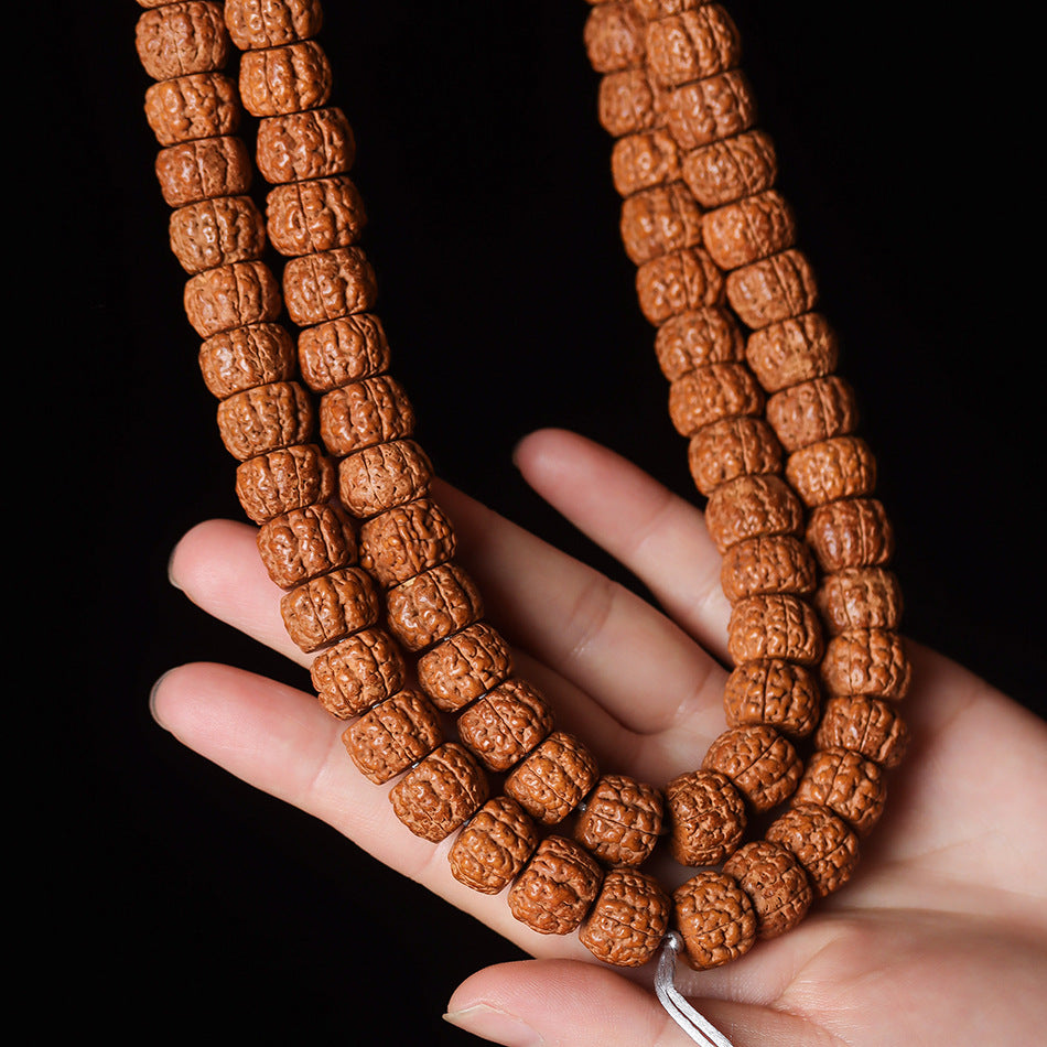 Natural Rudraksha Double Dragon Pattern 108 Mala Beads Prayer Beads