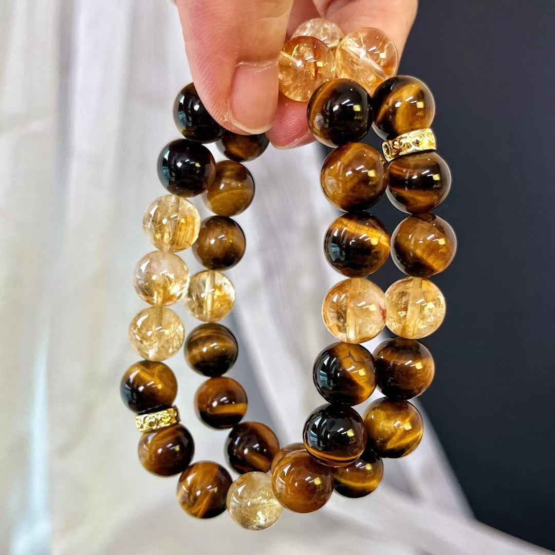 10MM New Maillard Style Natural Citrine Bracelet Natural Tiger's Eye Premium Bracelet