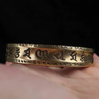 Tibetan Copper Bracelet Lotus Six-Character Mantra Open Bangle