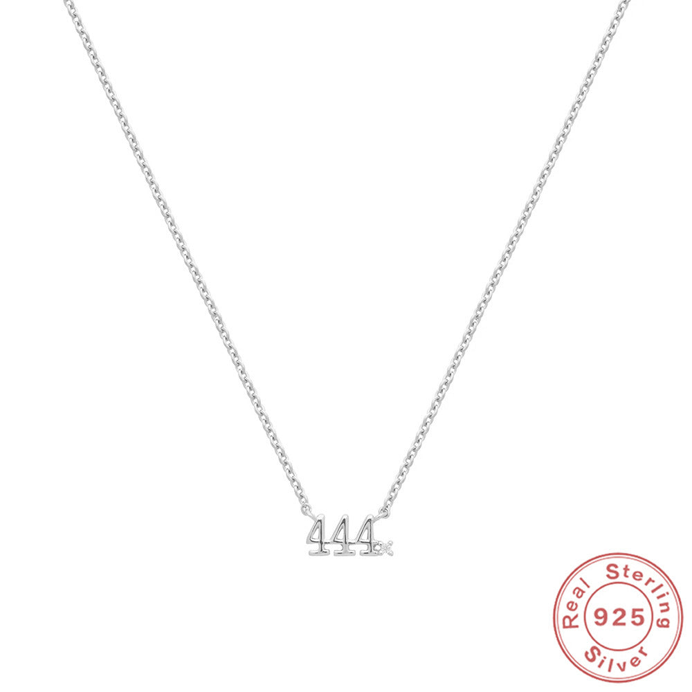 S925 Sterling Silver Angel Number Necklace Zirconia Pendant Dainty Necklace
