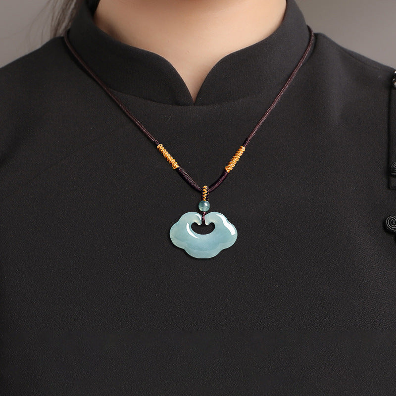 Natural Ice Blue Jadeite Ruyi Pendant – Genuine A-Grade Blue Water Jade for Protection, Blessings & Good Fortune