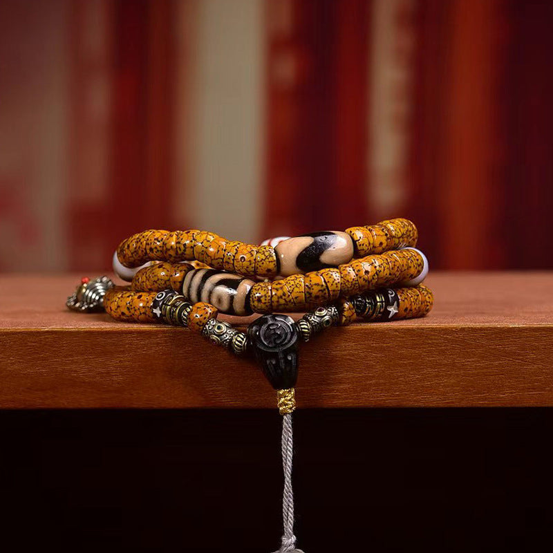 Natural Star and Moon Bodhi 108 Beads Mala Necklace – Stress Relief Design with Agate Dzi Bead Accessories