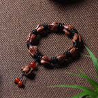 Natural Blood Lotus Bodhi Bracelet – Hand-Carved Lotus Handheld Prayer Beads