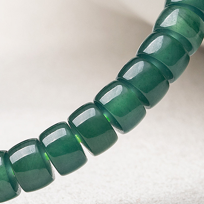 Natural Blue Water Jade Straight-Cut Bracelet - Exquisite Barrel Bead Single Strand for Women