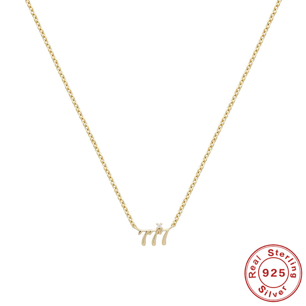 S925 Sterling Silver Angel Number Necklace Zirconia Pendant Dainty Necklace