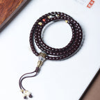 Cinnabar-Infused Star and Moon Bodhi 108 Mala Beads Bracelet