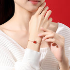 Natural Hetian Jade & Red Agate Horse Bracelet for Women, 925 Silver Chinese Zodiac Jewelry