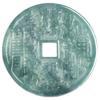 Natural Ice Blue Jadeite Shangui “Lucky Coin” Pendant – Genuine A-Grade Blue Water Jade, Feng Shui Talisman