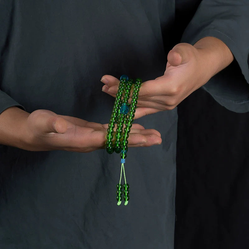 Buddha3bodhi 8mm Natural Green Agate 108 Bead Mala High Quality Bracelet Prayer Beads