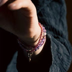 Vintage Multi-Layer Purple Phantom & Garnet Bracelet · Energy Wrap for Women
