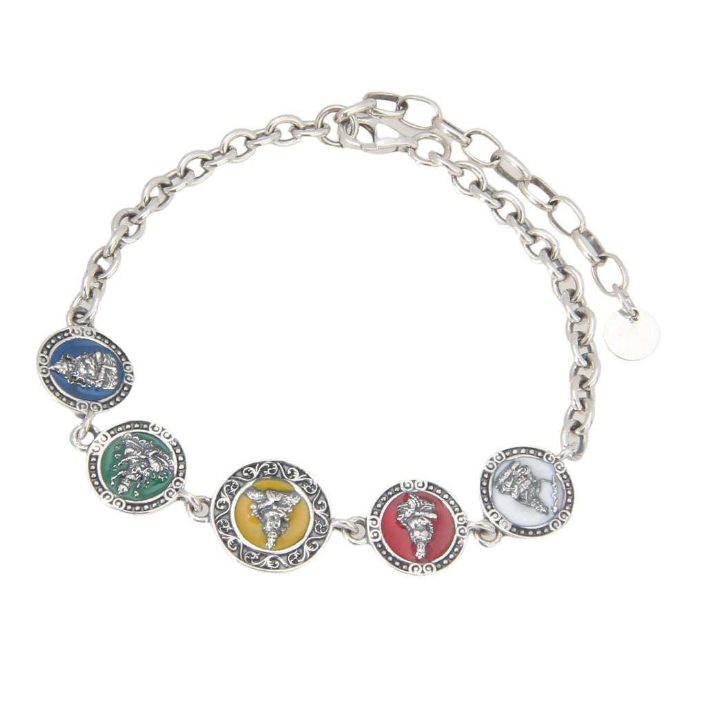 925 Sterling Silver Double-Sided Five Wealth Gods Bracelet