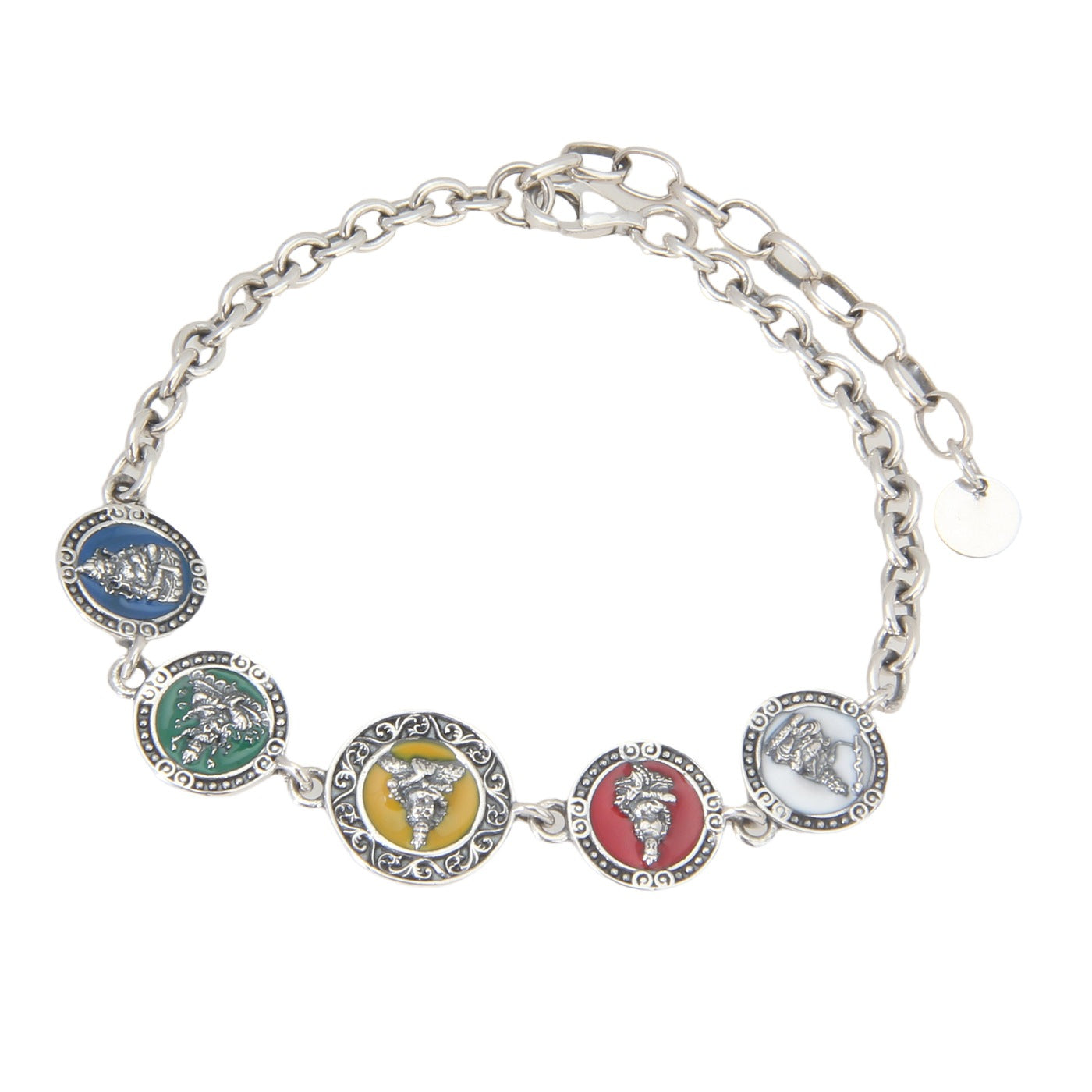 925 Sterling Silver Double-Sided Five Wealth Gods Bracelet