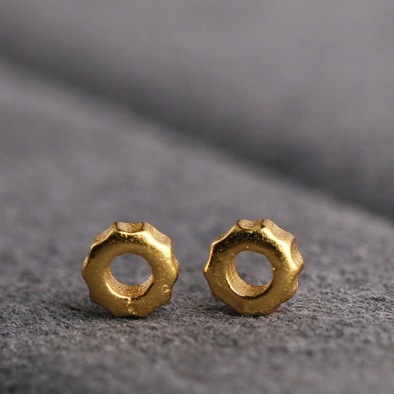 S925 Silver Bead Spacer Matte Spacer Silver-plated Ancient Gold DIY Gasket Wheel Bead Hand Rope Pendant Accessories