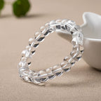 Natural White Crystal Precision-Cut Abacus Bead Bracelet - Unisex Design